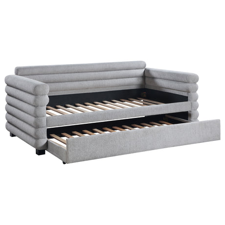 Furniture City Houma - Coaster - Patricia Boucle Upholstered Twin Day Bed with Trundle Grey  - 300718