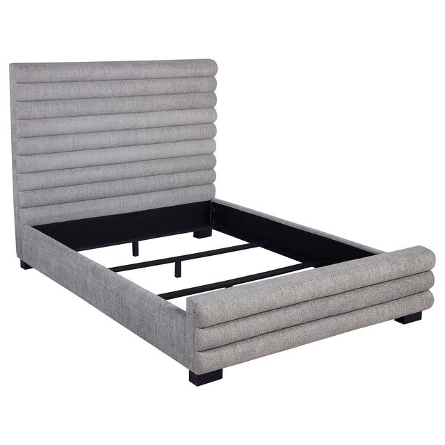 Furniture City Houma - Coaster - Patricia 58-inch Boucle Upholstered California King Bed Grey - 300719KW