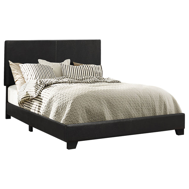 Furniture City Houma - Coaster - Dorian Faux Leather Upholstered Queen Panel Bed Black - 300761Q