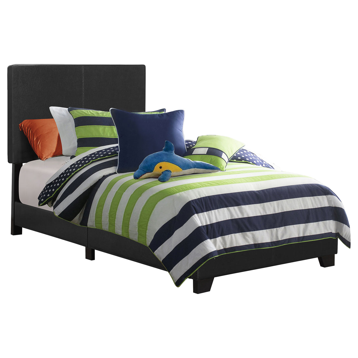 Furniture City Houma - Coaster - Dorian Faux Leather Upholstered Twin Panel Bed Black - 300761T