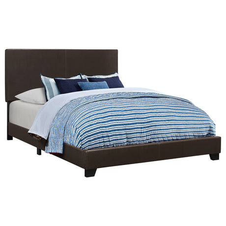 Furniture City Houma - Coaster - Dorian Faux Leather Upholstered Full Panel Bed Brown - 300762F