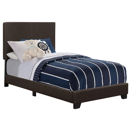 Furniture City Houma - Coaster - Dorian Faux Leather Upholstered Twin Panel Bed Brown - 300762T
