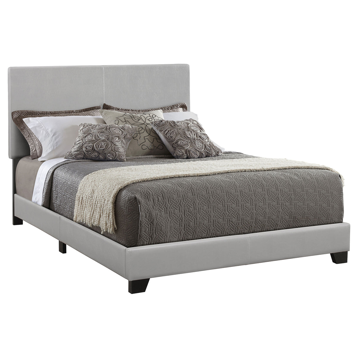 Furniture City Houma - Coaster - Dorian Faux Leather Upholstered Full Panel Bed Grey - 300763F