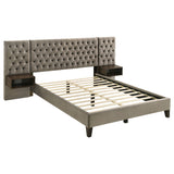 Furniture City Houma - Coaster - Marley Upholstered Queen Wall Panel Bed Light Brown - 300833Q