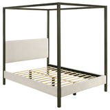 Furniture City Houma - Coaster - Monroe Upholstered Queen Canopy Bed Vanilla - 300834Q