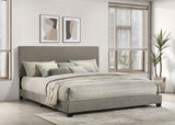 Furniture City Houma - Coaster - Dorian Fabric Upholstered Eastern King Panel Bed Taupe - 300851KE