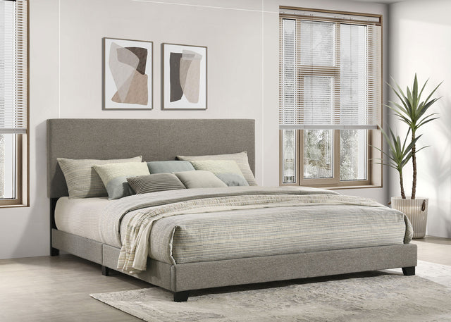 Furniture City Houma - Coaster - Dorian Fabric Upholstered Eastern King Panel Bed Taupe - 300851KE