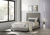 Furniture City Houma - Coaster - Dorian Fabric Upholstered Twin Panel Bed Taupe - 300851T