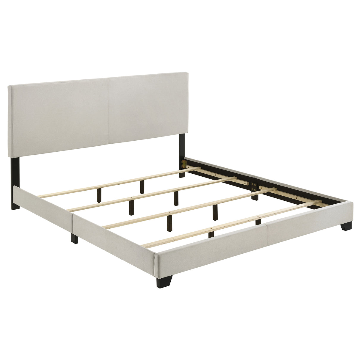 Furniture City Houma - Coaster - Dorian Fabric Upholstered Eastern King Panel Bed Cream - 300852KE
