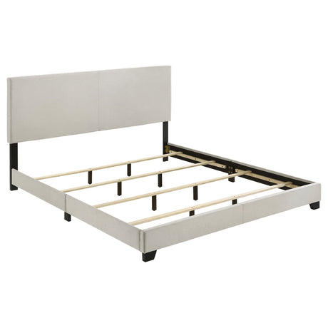 Furniture City Houma - Coaster - Dorian Fabric Upholstered Eastern King Panel Bed Cream - 300852KE