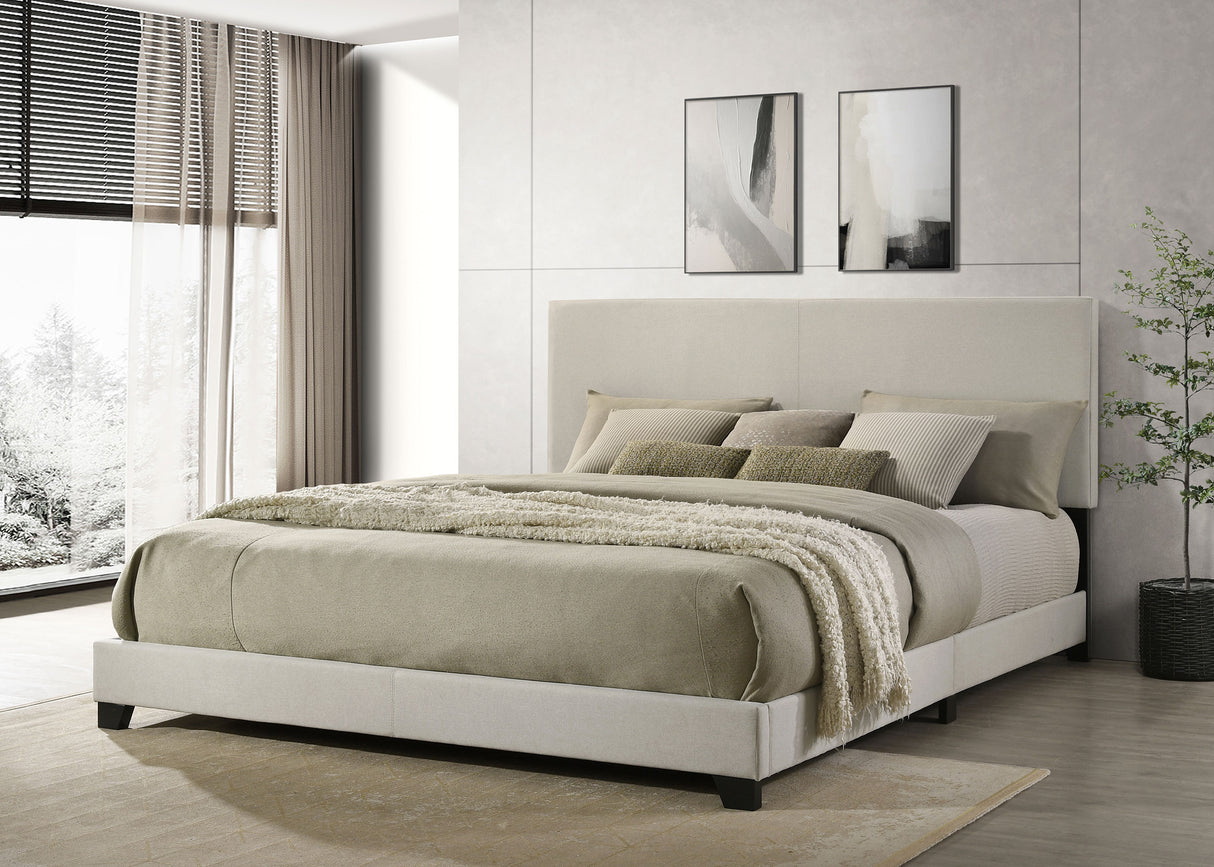 Dorian Fabric Upholstered California King Panel Bed Cream