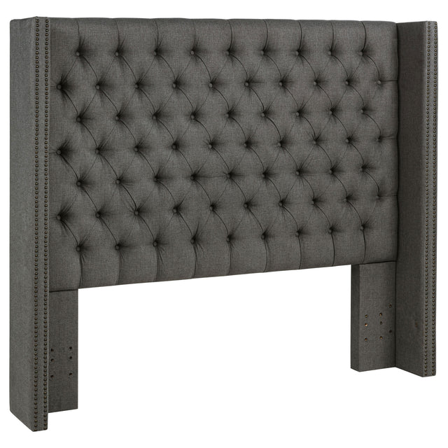 Furniture City Houma - Coaster - Bancroft Upholstered California King Wingback Headboard Grey - 301405KWB1