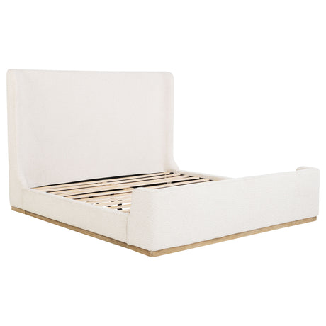 Furniture City Houma - Coaster - Nala Upholstered Eastern King Sleigh Bed Cream - 302046KE