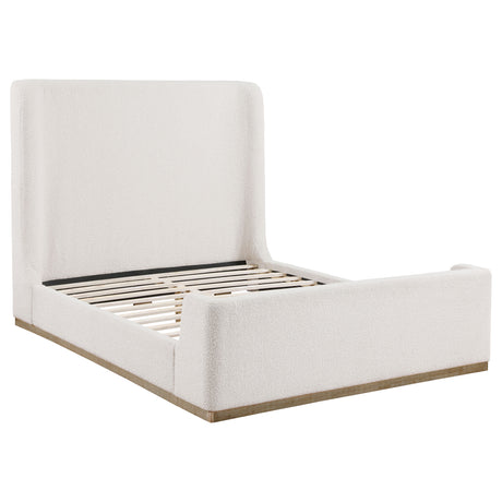 Furniture City Houma - Coaster - Nala Upholstered Queen Sleigh Bed Cream - 302046Q