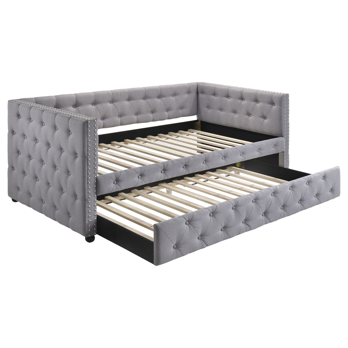 Furniture City Houma - Coaster - Mockern Upholstered Twin Daybed with Trundle Grey - 302161