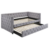 Furniture City Houma - Coaster - Mockern Upholstered Twin Daybed with Trundle Grey - 302161