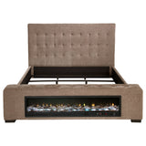 Senna Upholstered Queen Audio Flame Visualizer Bed Brown