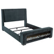Furniture City Houma - Coaster - Preston Upholstered Queen Audio Flame Visualizer Bed Blue - 305821Q