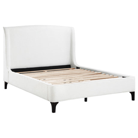 Furniture City Houma - Coaster - Mosby Upholstered Eastern King Wingback Bed Snow - 306020KE