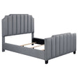 Furniture City Houma - Coaster - Fiona Upholstered Queen Panel Bed Light Grey - 306029Q