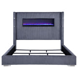 Tisdall Upholstered Eastern King Flame Visualizer Bed Grey