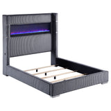 Furniture City Houma - Coaster - Tisdall Upholstered Cal King Flame Visualizer Bed Grey - 306030KW