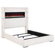 Furniture City Houma - Coaster - Tisdall Upholstered Cal King Flame Visualizer Bed Cream - 306032KW