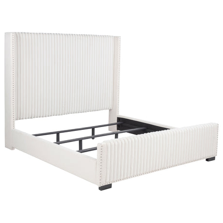Furniture City Houma - Coaster - Natasha 65-inch Upholstered Eastern King Wingback Bed Cream - 306051KE