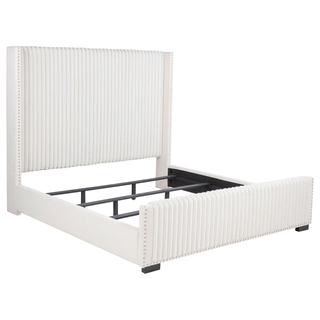 Furniture City Houma - Coaster - Natasha 65-inch Upholstered Eastern King Wingback Bed Cream - 306051KE