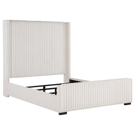 Furniture City Houma - Coaster - Natasha 65-inch Upholstered Queen Wingback Bed Cream - 306051Q