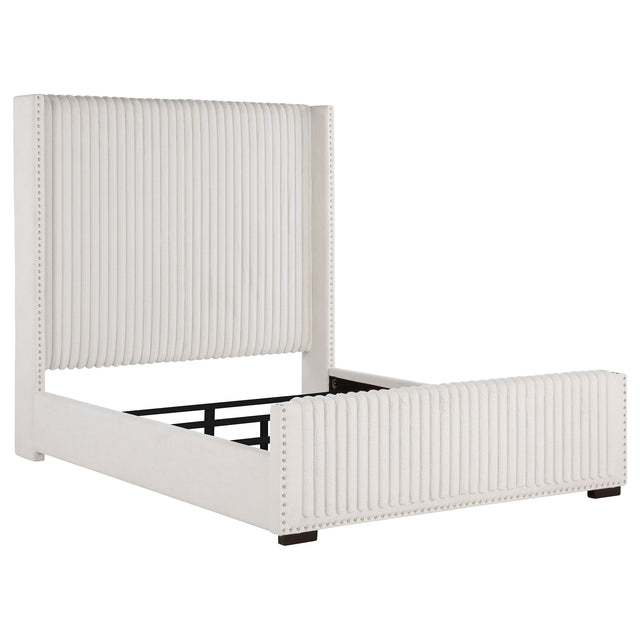 Furniture City Houma - Coaster - Natasha 65-inch Upholstered Queen Wingback Bed Cream - 306051Q