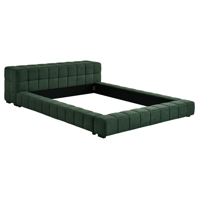 Furniture City Houma - Coaster - Trinity Upholstered Full Platform Bed Green - 306120F