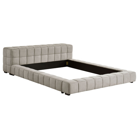 Furniture City Houma - Coaster - Trinity Upholstered Queen Platform Bed Light Taupe - 306121Q