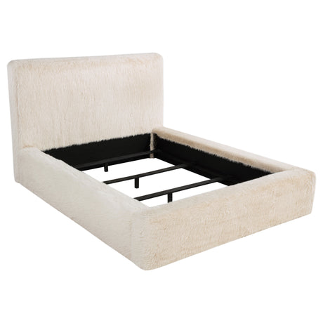 Furniture City Houma - Coaster - Rebecca Faux Fur Upholstered Queen Bed Cream - 306141Q