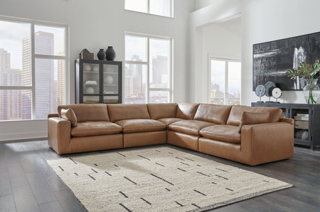 Furniture City Houma - Ashley Furniture - Emilia 5-Piece Sectional - RAF 5-Piece Sectional / Caramel - 30901S4