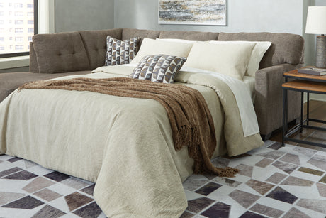 Furniture City Houma - Ashley Furniture - Mahoney 2-Piece Sleeper Sectional with Chaise - RAF 2-Piece Sleeper Sectional with Chaise / Chocolate - 31005S3