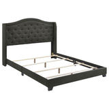 Furniture City Houma - Coaster - Sonoma Upholstered Eastern King Wingback Bed Grey - 310072KE