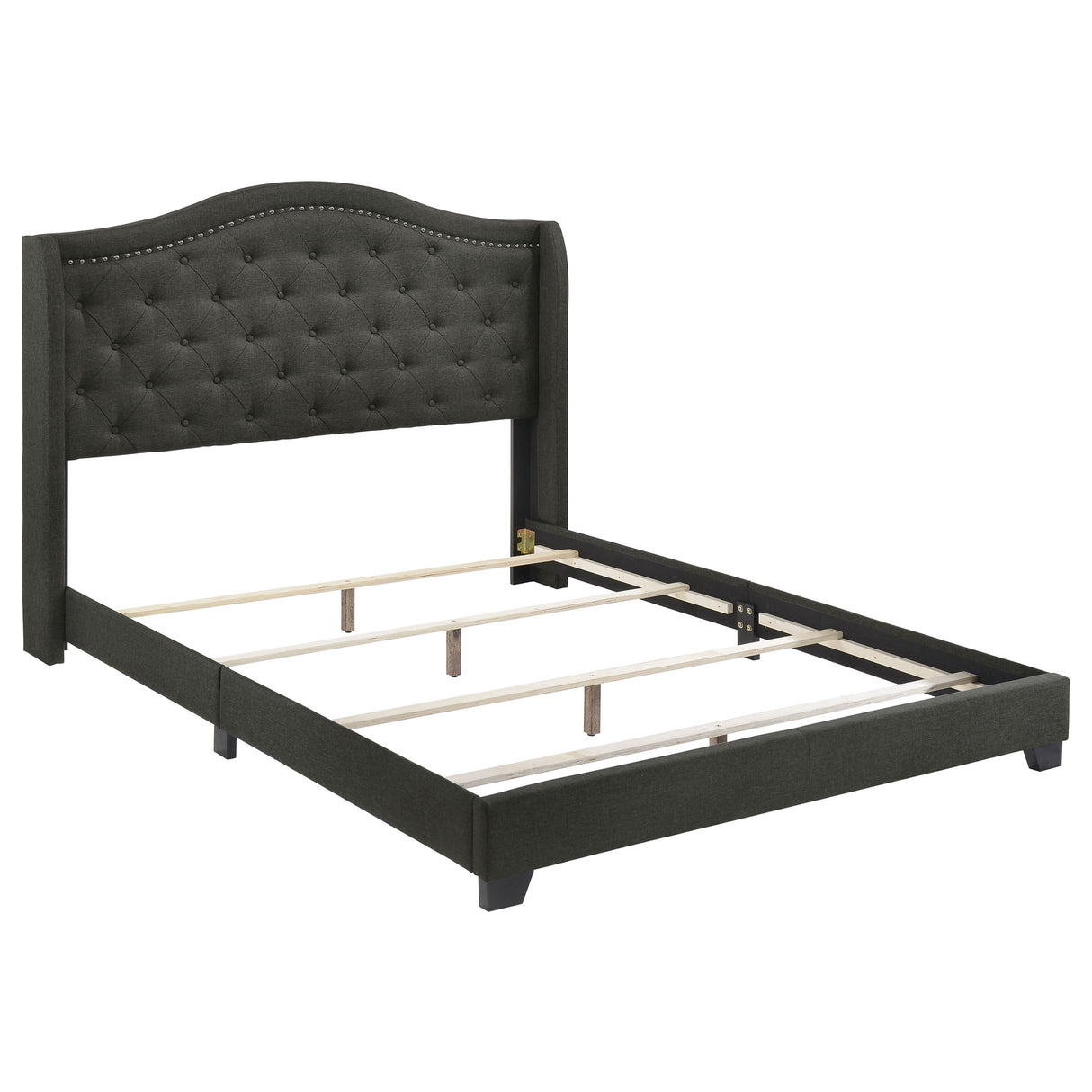 Furniture City Houma - Coaster - Sonoma Upholstered Queen Wingback Bed Grey - 310072Q
