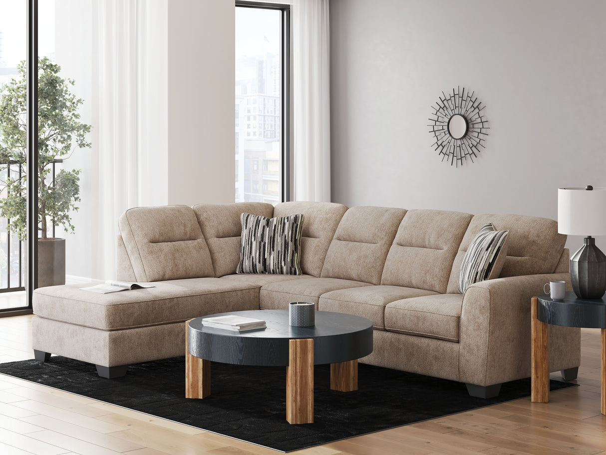 Furniture City Houma - Ashley Furniture - Olten Sectional - RAF 2-Piece Sectional with Chaise / Mocha - 31304S1