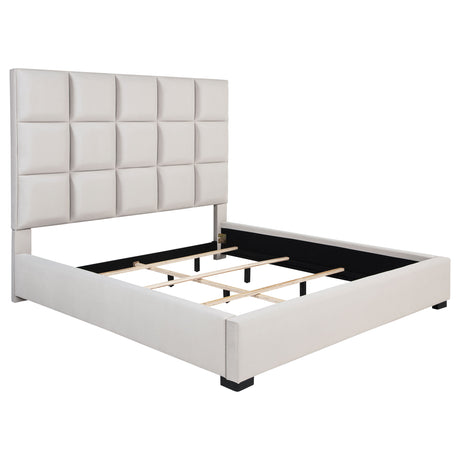 Furniture City Houma - Coaster - Panes Upholstered Eastern King Panel Bed Beige - 315850KE