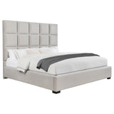 Panes Upholstered Eastern King Panel Bed Beige
