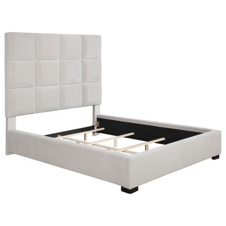 Furniture City Houma - Coaster - Panes Upholstered Queen Panel Bed Beige - 315850Q