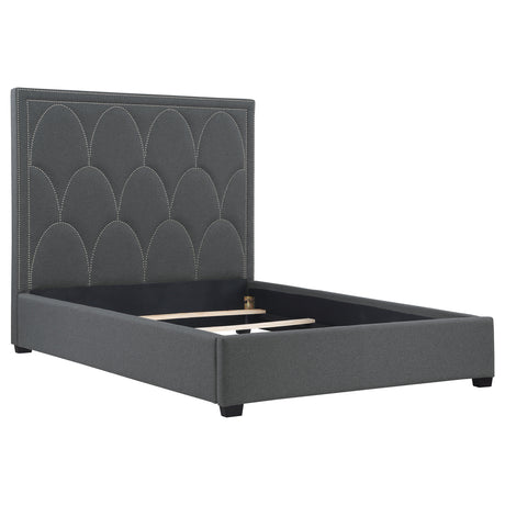 Furniture City Houma - Coaster - Bowfield Upholstered Queen Panel Bed Charcoal - 315900Q
