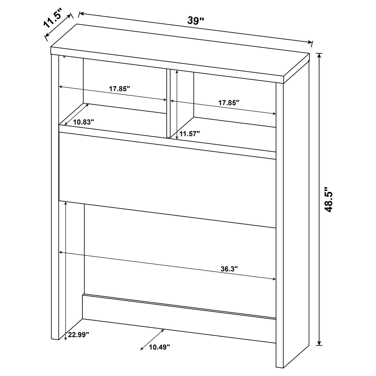 Westpark 49-inch Twin Bookcase Headboard Mango