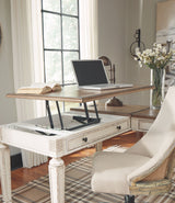 Realyn - L Shaped Desk With Lift Top - White / Brown