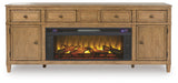 Sharlance - 81" TV Stand With Electric Infrared Fireplace Insert - Light Brown