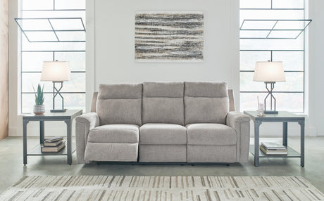 Furniture City Houma - Ashley Furniture - Barnsana Power Reclining Sofa - Reclining Power Sofa / Gravel - 3320287