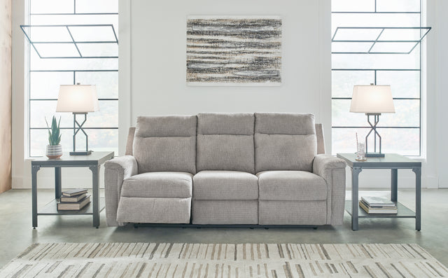 Furniture City Houma - Ashley Furniture - Barnsana Power Reclining Sofa - Reclining Power Sofa / Gravel - 3320287