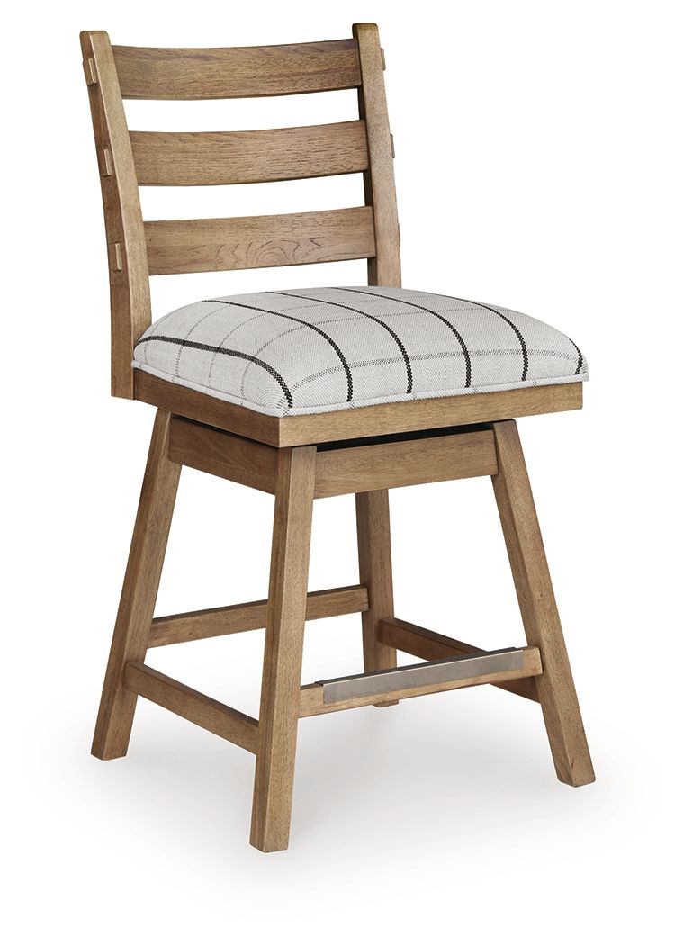 Ridgester - Upholstered Swivel Barstool (Set of 2) - Light Brown