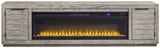 Naydell - 92" TV Stand With Wide Fireplace Insert - Gray